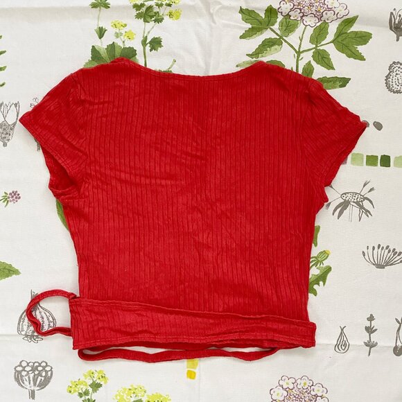 Reformation Flora Cherry Red Ribbed Knit Crop Top Size XS - Picture 3 of 7